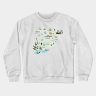 Illustrated Map of Spain Crewneck Sweatshirt